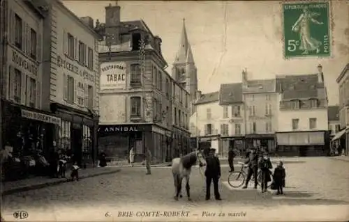 Ak Brie Comte Robert Seine et Marne, Place du marche