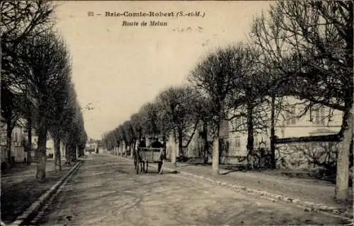 Ak Brie Comte Robert Seine et Marne, Route de Melun