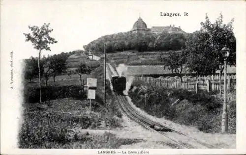 Ak Langres Haute Marne, le chemin de fer a cremailliere reliant la ville a la gare