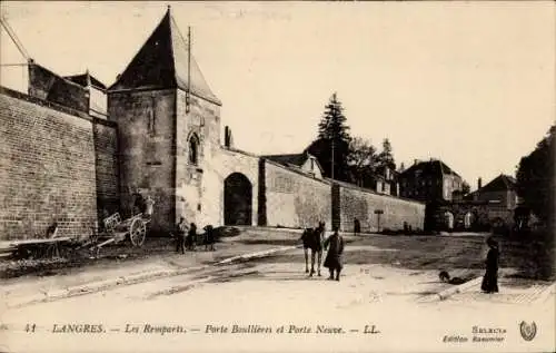 Ak Langres Haute Marne, Les Remparts, Porte Boullieres, Porte Neuve