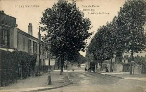 Ak Les Vallées Hauts de Seine, Rue de Paris, aufgenommen von Pont de la Puce