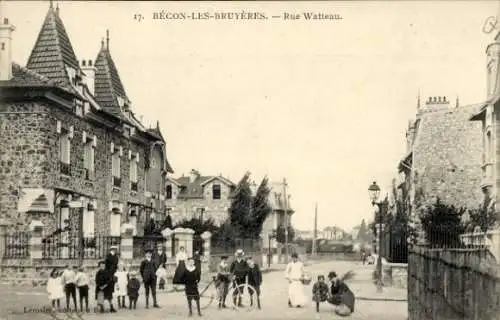 Ak Bécon les Bruyères Hauts de Seine, Rue Watteau