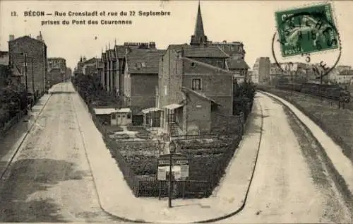 Ak Bécon les Bruyères Hauts de Seine, Rue Cronstadt und Rue du 22 Septembre