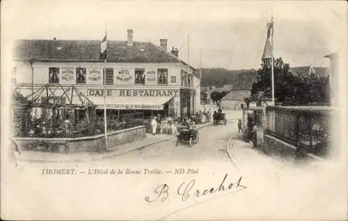 Ak Thomery Seine et Marne, Hôtel de la Bonne Treille