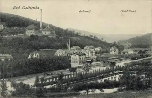 Ak Bad Gottleuba in Sachsen, Bahnhof, Gondelteich