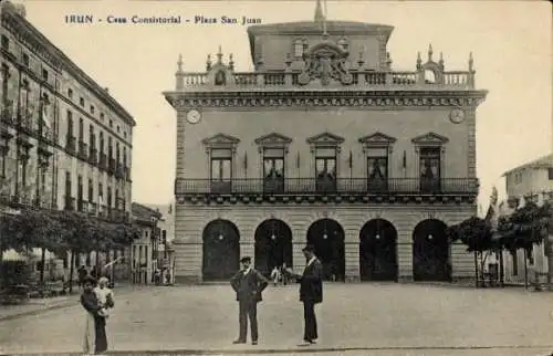 Ak Irún Baskenland Spanien, Rathaus, Plaza San Juan