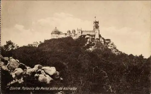 Ak Sintra Cintra Portugal, Palacio da Pena visto da estrada