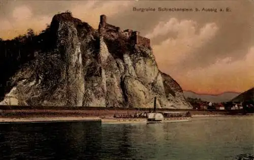 Ak Strekov Schreckenstein Ústí nad Labem Aussig Elbe Stadt, Burgruine