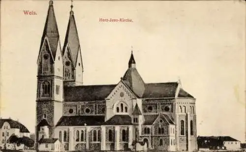 Ak Wels in Oberösterreich, Herz Jesu Kirche