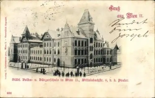 Ak Wien 2. Leopoldstadt Österreich, Bürgerschule, Wittelsbachstraße 6