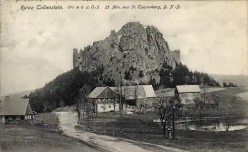 Ak Jiřetín pod Jedlovou Sankt Georgenthal Reg. Aussig, Burg Tolštejn, Ruine Tollenstein