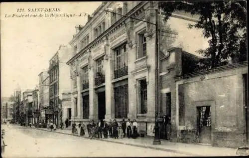 Ak Saint Denis Seine-Saint-Denis, La Poste et Rue de la République