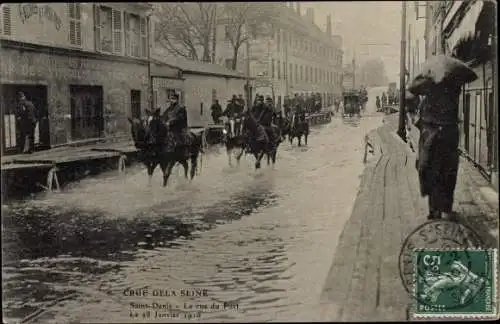 Ak Saint Denis, Rue du Port, Inondations 28.01.1910