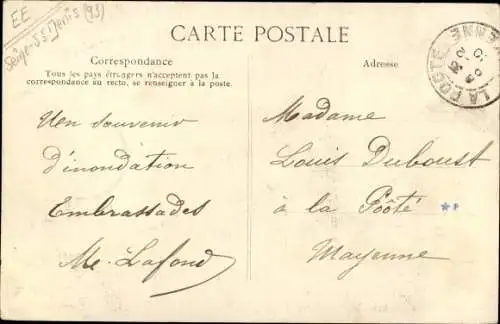 Ak Saint Denis, Rue du Port, Inondations 28.01.1910