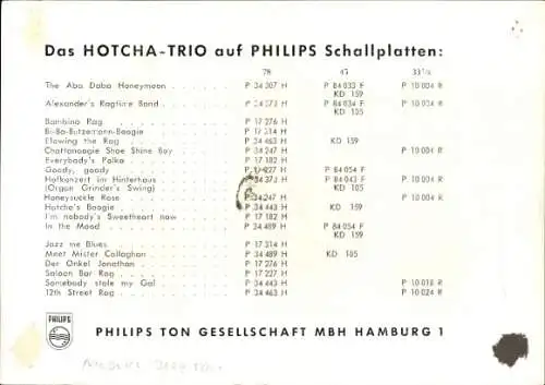 Ak Das Hotcha Trip, Philipps Schallplatten, Musiker, Portrait, Autogramm