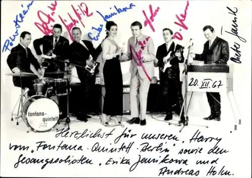 Ak Musikgruppe Fontana-Quintett, Gruppenfoto, Autogramme