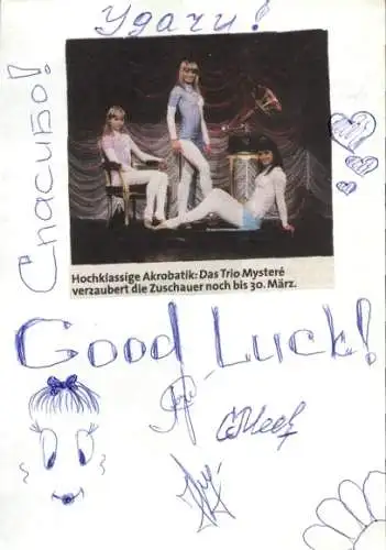 Ak Schauspielgruppe Trio Mystere, Gruppenfoto, Autogramm