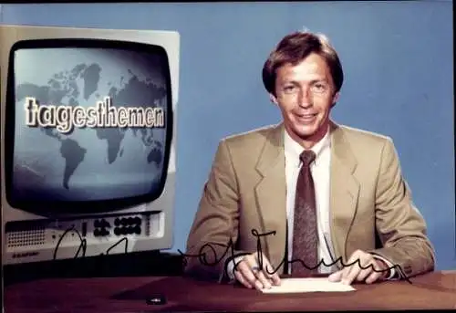 Ak Moderator Gerhard Timm, Portrait, Tagesthemen, Autogramm