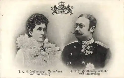 Ak Großherzogin Maria Anna und Großherzog Wilhelm von Luxemburg