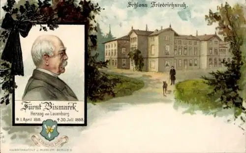 Litho Friedrichsruh Aumühle Niedersachsen, Otto von Bismarck, Herzog zu Lauenburg, Bundeskanzler