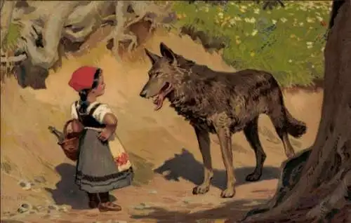 Künstler Ak Hey, Paul, Märchen, Rotkäppchen, Wolf, Meissner & Buch 1874