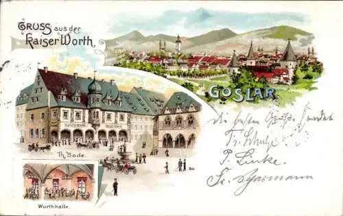 Litho Goslar am Harz, Gesamtansicht, Kaiser Worth, Worthalle