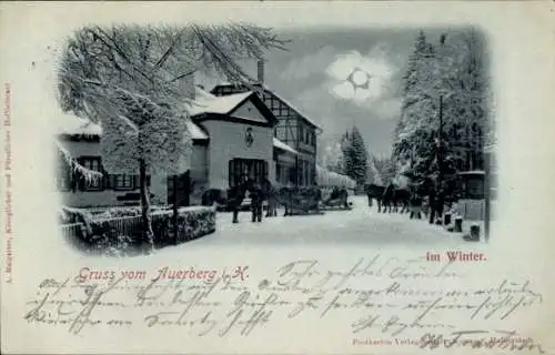 Mondschein Ak Stolberg im Harz, Straßenpartie, Winter