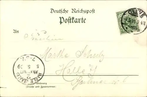 Litho Bad Cleve Kleve am Niederrhein, Fluss, Ruderboot
