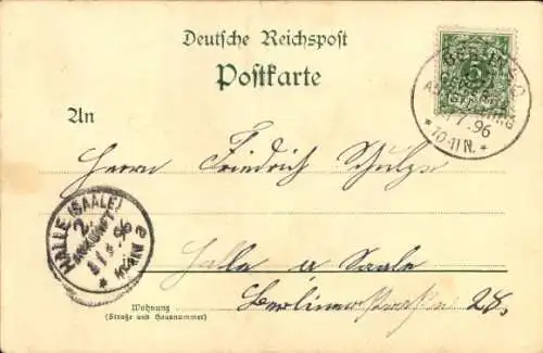 Litho Berliner Gewerbe-Ausstellung 1896, Marine-Schauspiele, Leuchtturm
