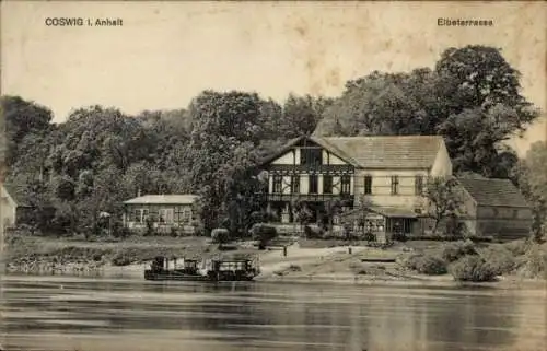 Ak Coswig in Anhalt, Elbeterrasse