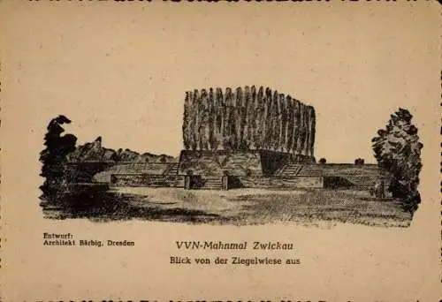 Ak Zwickau in Sachsen, VVN-Mahnmal, Blick von der Ziegelwiese