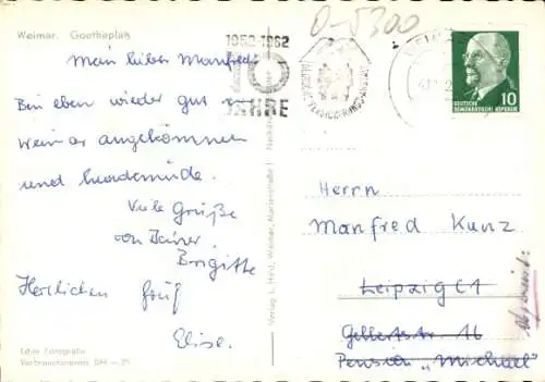 Ak Weimar in Thüringen, Goetheplatz