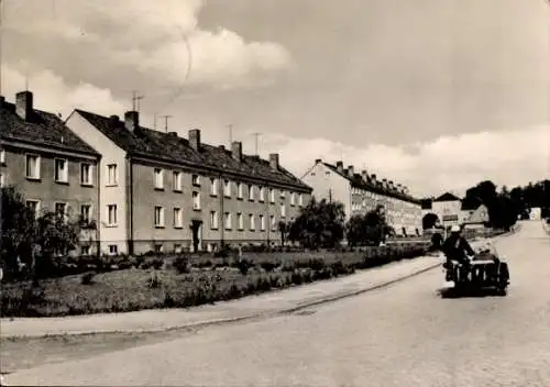 Ak Leinefelde Worbis Eichsfeld Thüringen, Blick in die Nordhäuser Straße, Motorrad mit Beiwagen