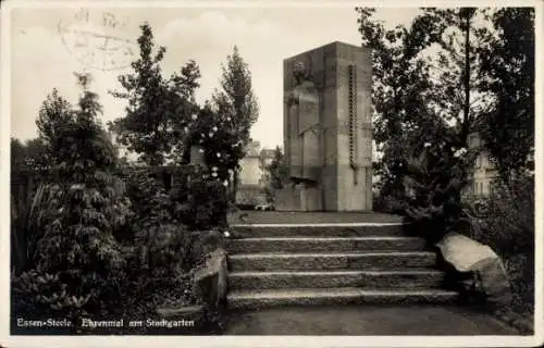 Ak Steele Essen im Ruhrgebiet, Ehrenmal am Stadtgarten