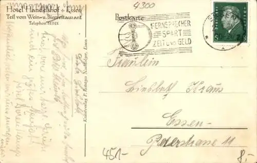 Ak Essen im Ruhrgebiet, Café Handelshof, Innenansicht