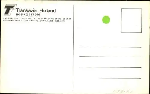 Ak Niederländisches Passagierflugzeug Transavia Holland, Boeing 737-200