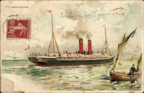 Künstler Litho Lessieux, Paquebot La Champagne, CGT, Boot