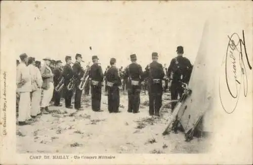 Ak Mailly le Camp Aube, Camp de Mailly, Französische Soldaten, Militärkonzert