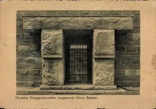 Ak Langemarck Langemark Poelkapelle Westflandern, Deutsche Kriegsgräber, Eingangstor