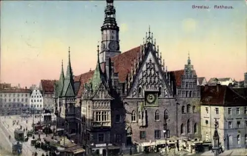 Ak Wrocław Breslau Schlesien, Rathaus