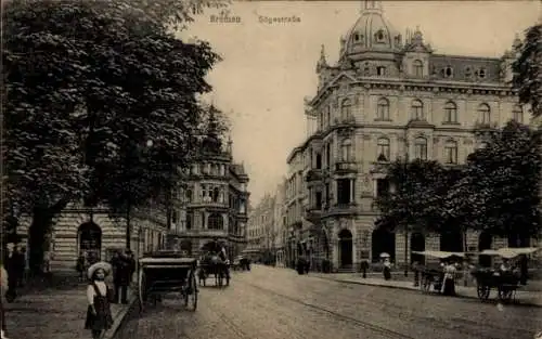 Ak Hansestadt Bremen, Sögestraße, Kutschen, Mädchen mit Hut