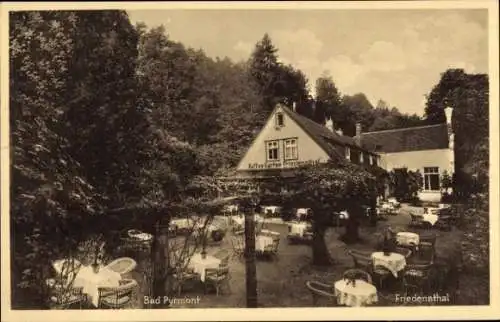 Ak Bad Pyrmont in Niedersachsen, Kaffee Restaurant Friedensthal, Bes. G. Freckmann