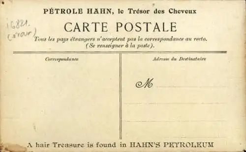 Litho Reklame, Petrole Hahn, le Tresor des Cheveux, F. Vibert