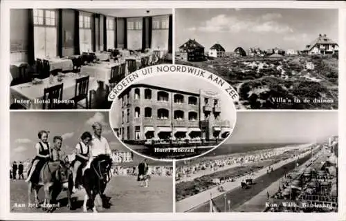 Ak Noordwijk aan Zee Südholland, Hotel Roozen, Boulevard, am Strand