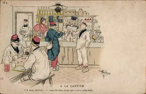 Künstler Ak Guillaume, Albert, A la Cantine, soldats francais