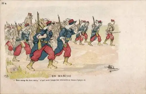 Künstler Ak Guillaume, Albert, Französische Soldaten auf dem Marsch