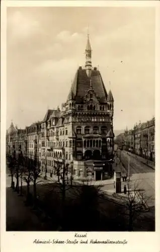 Ak Kassel in Hessen, Admiral Scheer Straße und Hohenzollernstraße