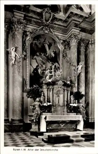 Ak Büren in Westfalen, Jesuitenkirche, Innenansicht, Altar