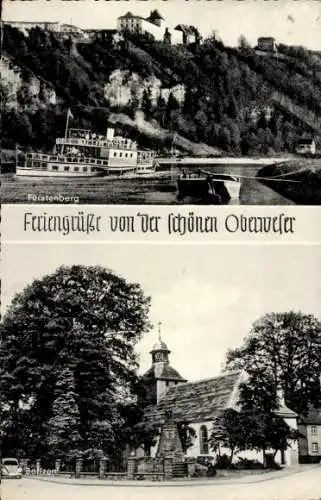 Ak Boffzen an der Oberweser, Fürstenberg, Teilansicht, Schiff