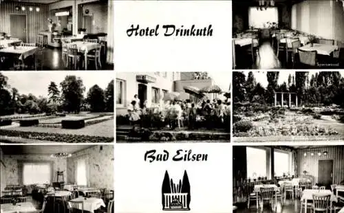 Ak Bad Eilsen Niedersachsen, Hotel Drinkuth, Terrasse, Gastraum, Garten